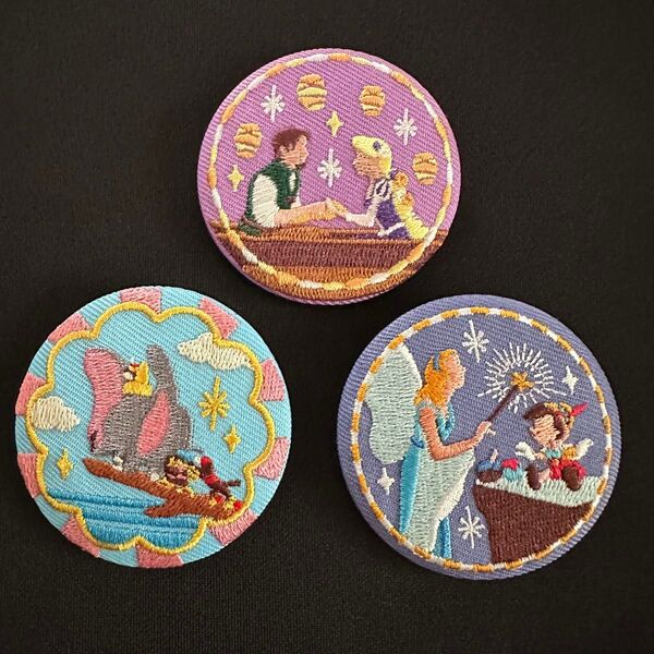 ディズニー刺繍缶バッジ 3点セット