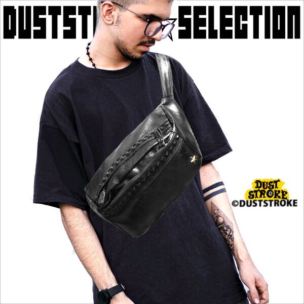DUSTSTROKE ( ダストストローク ) スタッズ バッグ 斜めがけ ショルダー レザー メンズ レディース ブラック