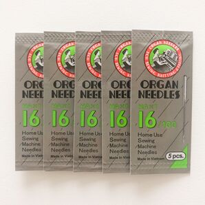 【HA×1】16番 5パック オルガン ミシン針 家庭用 職業用 厚手 デニム