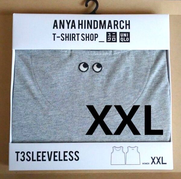 新品 T3SLEEVELESS グレー ノースリーブ Tシャツ XXL ユニクロ アニヤハインドマーチ ANYA