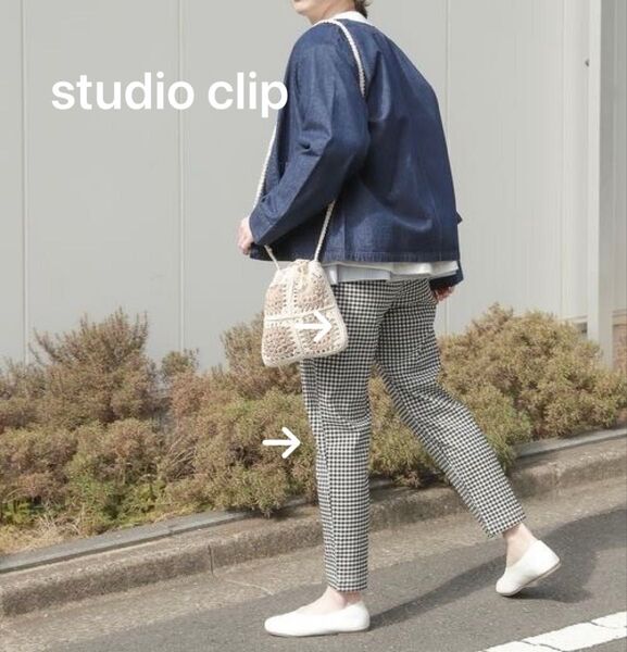 スタジオクリップ ハイストレッチスティックパンツ Lサイズ ギンガムチェック タグ付き未使用品