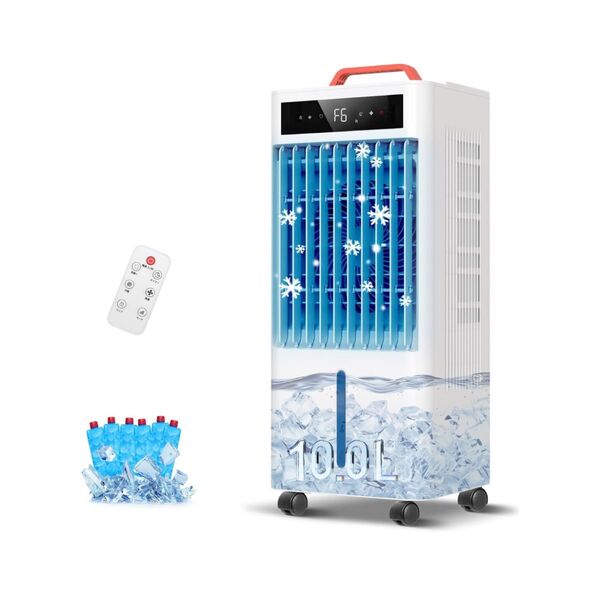 冷風機 ポータブルクーラー 静音 首振り 冷風モード 風量6段階 10.0L水タンク 12時間切タイマー