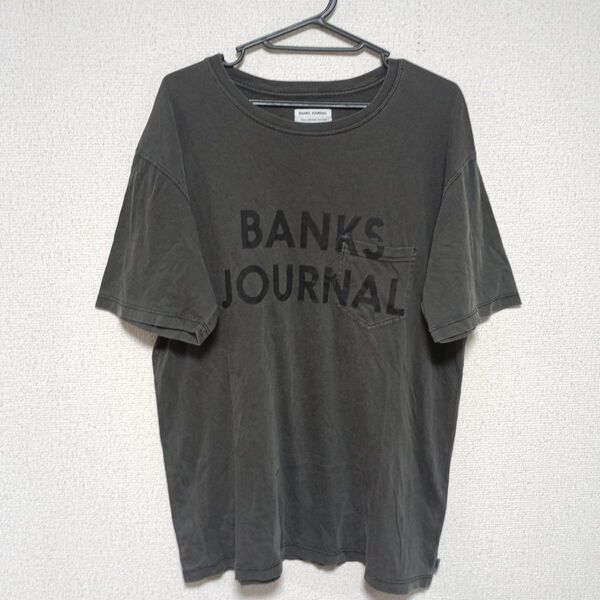 美品☆BANKS JOURNAL☆胸元ポケットプリント半袖Tシャツ トップス クルーネックコットン カットソー 半袖 Tシャツ