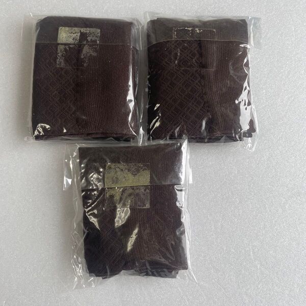 処分品 訳あり 未使用 スリムウォーク ライトタイプ ショートストッキング ブラウン ビターチュコ柄 3足セット S〜M