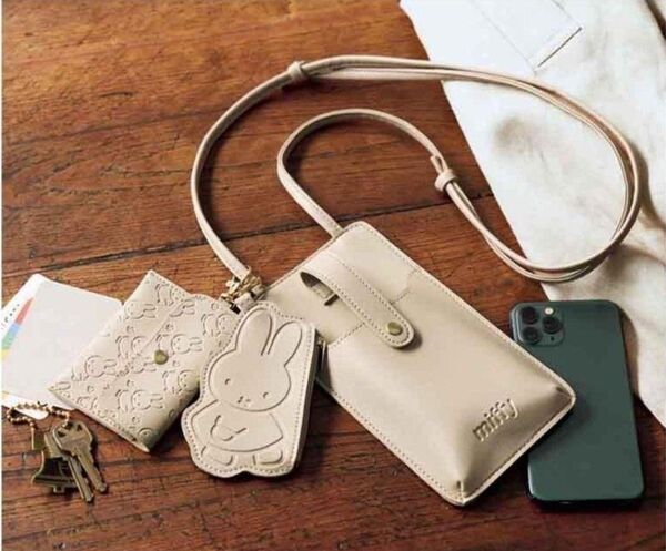 リンネル2月号 ミッフィー miffy スマホも入るトリプルショルダーポシェット