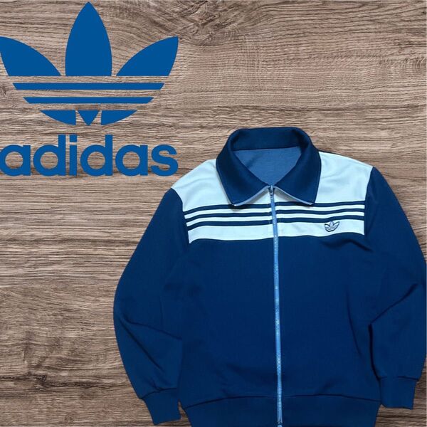 adidas トラッカージャケット ジャージ ブルー 古着