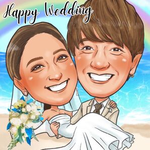 似顔絵オーダー 結婚式 ウェルカムボード ウェルカムスペース 子育て感謝状 両親ギフト ウェディング 新郎新婦 2