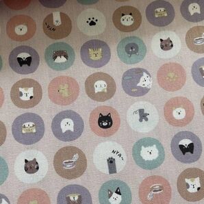 CBポプリン 猫 サークル 水玉 ピンク 1M 生地