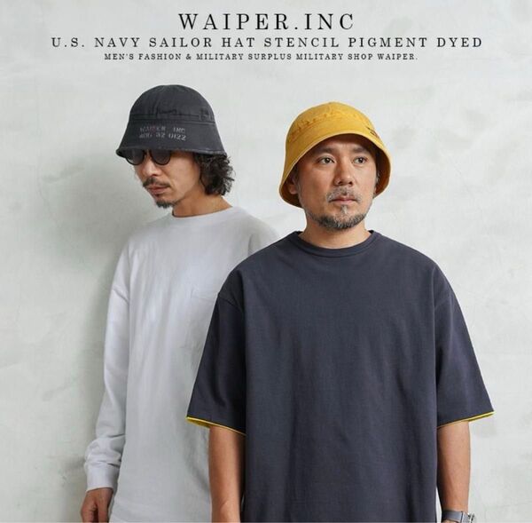 WAIPER.inc ワイパーインク 米軍 U.S.NAVY セーラーハット STENCIL PIGMENT DYED ブラック