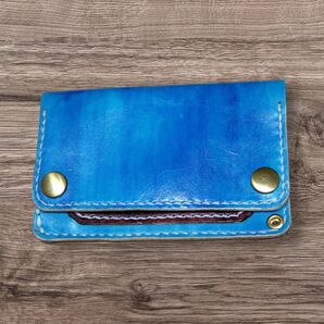 トラッカーウォレット ★ミドルサイズ★ マリンブルー×茶