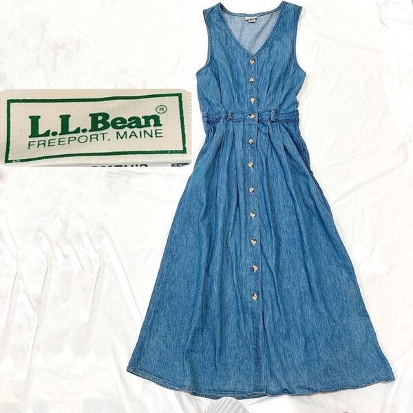 80s USA L.L.BEAN デニムワンピース ロング サイズ10