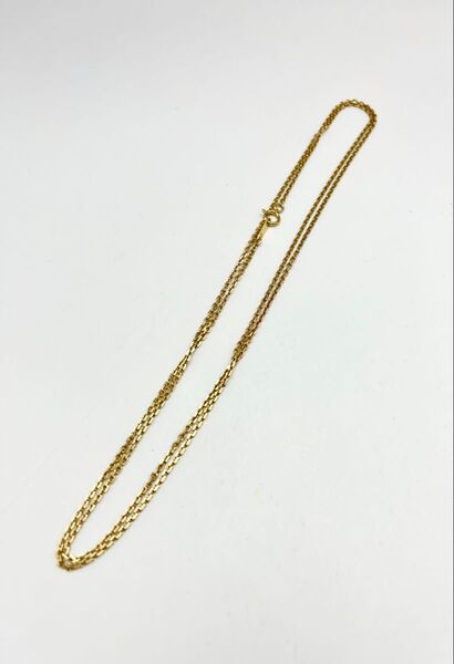 【美品】K18YG ロング デザイン ネックレス 18金 イエローゴールド チェーン アクセサリー ジュエリー メンズ レディース