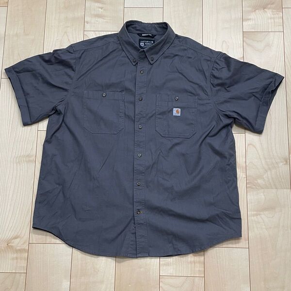 【ハワイ購入 新品】556Carhartt半袖ワークシャツフェードグレー2XL