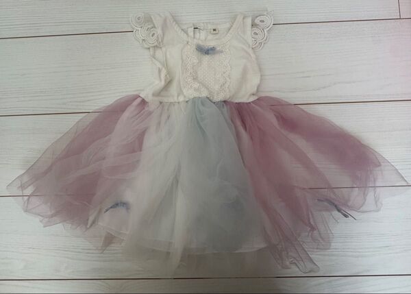 フォーマルドレス 90cm フリル ワンピース レインボー イベント 子供ドレス 発表会 キッズ ピンク 女の子