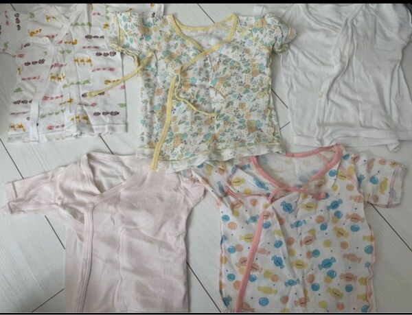 ベビー肌着50~60 5点セット 肌着 短肌着 花柄 キャンディ ピンク