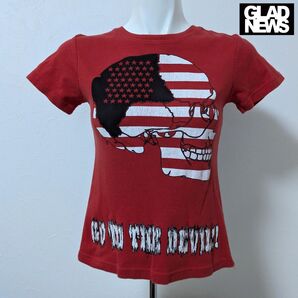 ★GLAD NEWS★グラッドニュース 星条旗 スカル ロゴ プリント 半袖Tシャツ ピチT