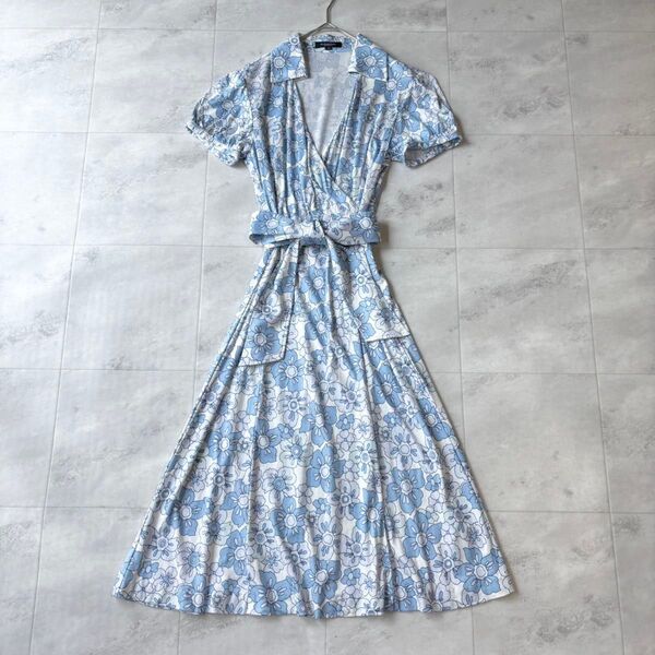 【美品】BURBERRY 花柄 カシュクール ロングワンピース ボタニカル