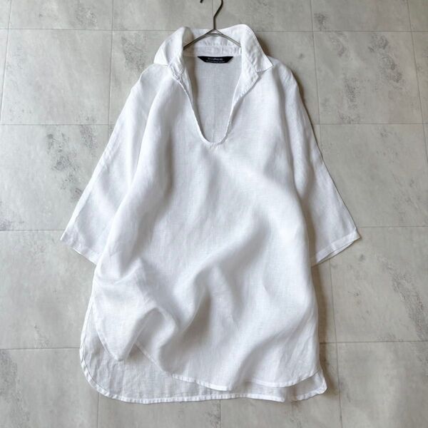 YACCO MARICARD リネンスキッパーシャツ プルオーバー 七分袖