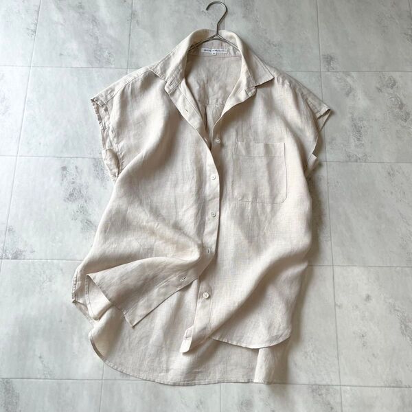 【美品】23区 LIBECO リネン フレンチスリーブ ブラウス ベージュ 38