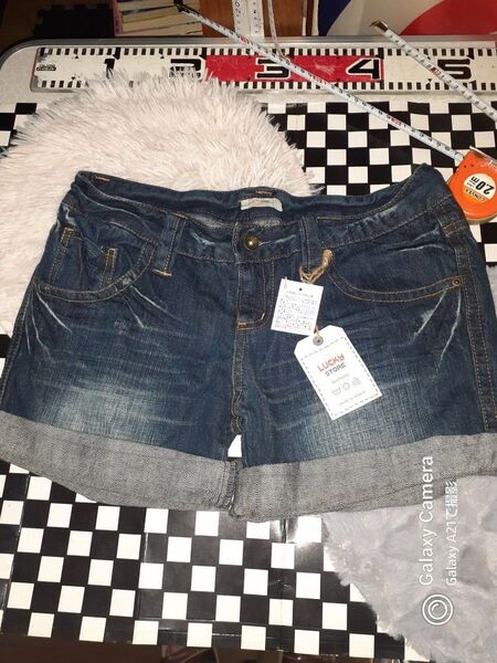 Lucky Store デニムショートパンツ インディゴブルー レディース