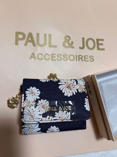 新品 ポール&ジョー クリザンテーム 三つ折り財布 コンパクト財布 ネイビー