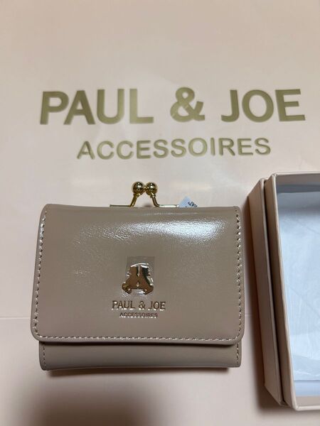 新品 ポール&ジョー 牛革 三つ折り財布 レディース 財布 がま口 猫