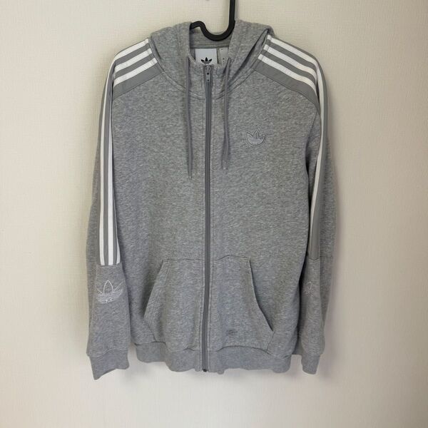 adidas ジップアップパーカー グレー メンズ