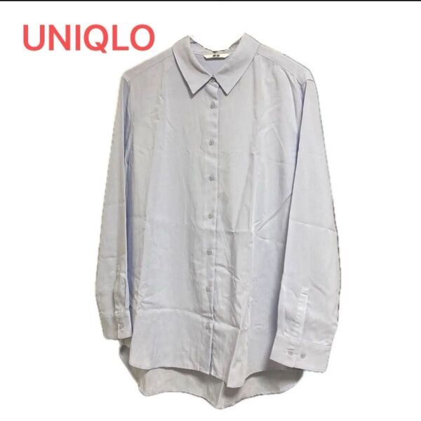 ユニクロ レーヨン エアリーブラウス 水色 シャツ UNIQLO 長袖シャツ ブラウス トップス テロテロシャツ ブルー Lサイズ