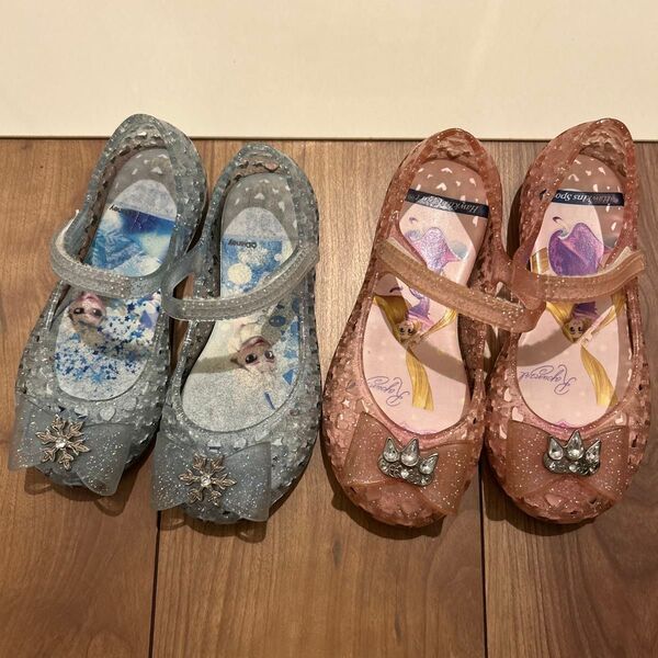 ABCマート プリンセス ディズニー エルサ ラプンツェル 水色 ピンク 靴 サンダル セット 2足