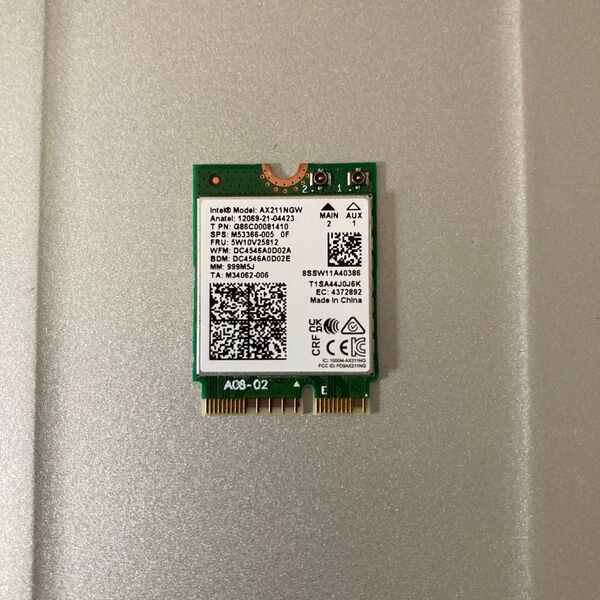 Intel AX211NGW M.2 Wi-Fi 無線LANカード