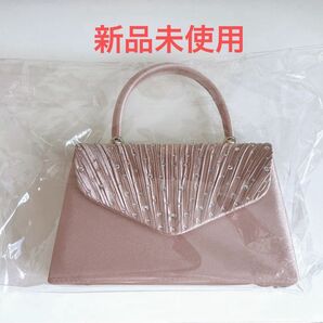 【新品・未使用】ピンク ベージュ パーティーバッグ チェーン付き