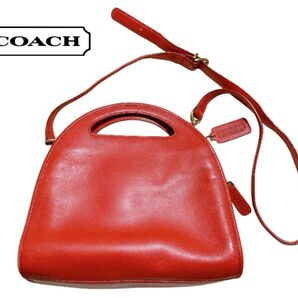 カワイイ!COACH コーチ ハーフムーン 2way ハンドバッグ ショルダー レッド系