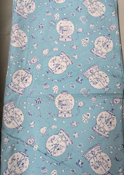 No35 スノードーム柄 サックス オックス生地100cm×50cm