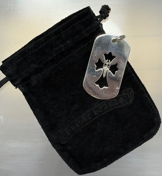 美USED☆ CHROME HEARTS クロムハーツ D TAG LRG CROSS DAGG