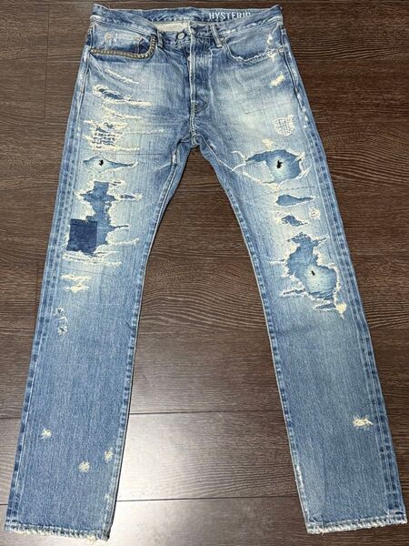 美USED☆HYSTERIC GLAMOUR ヒステリックグラマー 0262AP11 RWH加工デニム スリムストレート