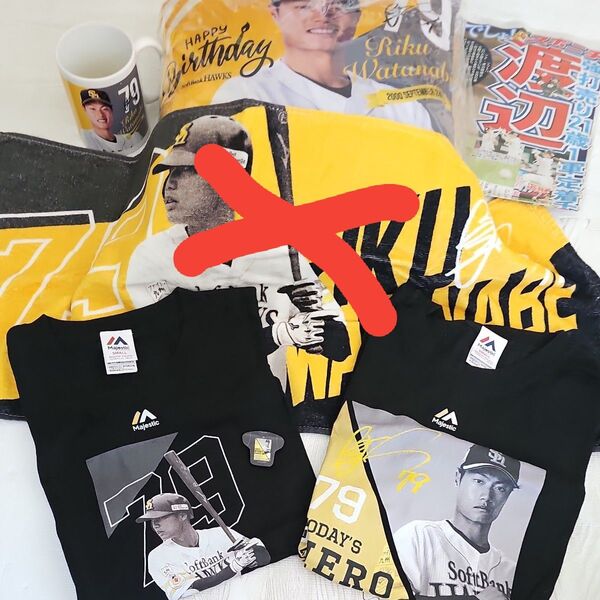 福岡ソフトバンクホークス 渡邉陸 グッズセット クッション マグカップ Tシャツ 渡辺陸 2022年受注生産商品