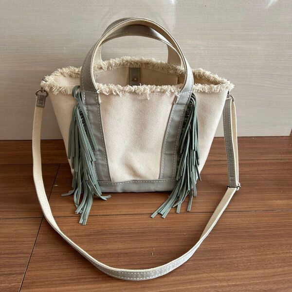 ayako bag アヤコバッグ エコスエードフリンジトート S ブルーグリーン