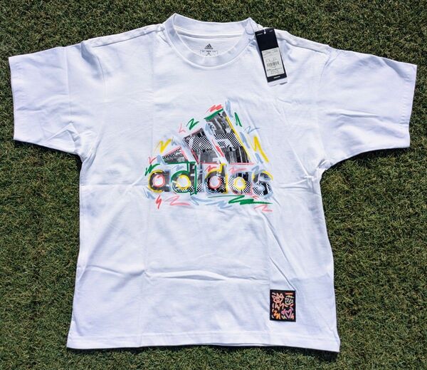【adidas】アディダス グラフィックプリントTシャツ 白 165cm 新品