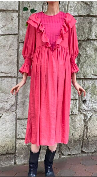 【AVIE】アビィ 七分袖ワンピース ロングドレス M 新品 未使用 タグ付