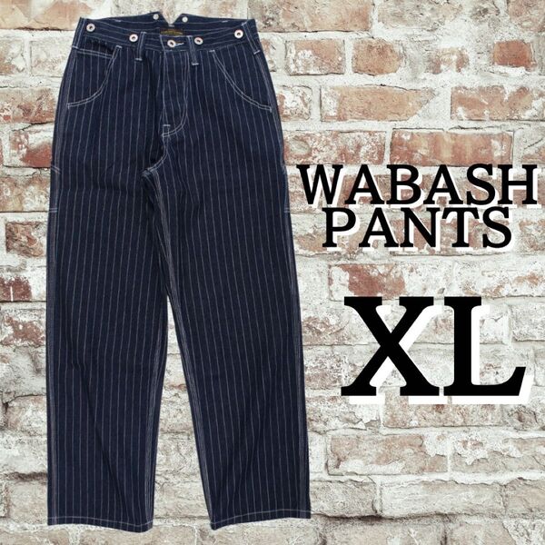 ウォバッシュ デニム ワイド パンツ ストライプ XL おしゃれ メンズ ジーンズ