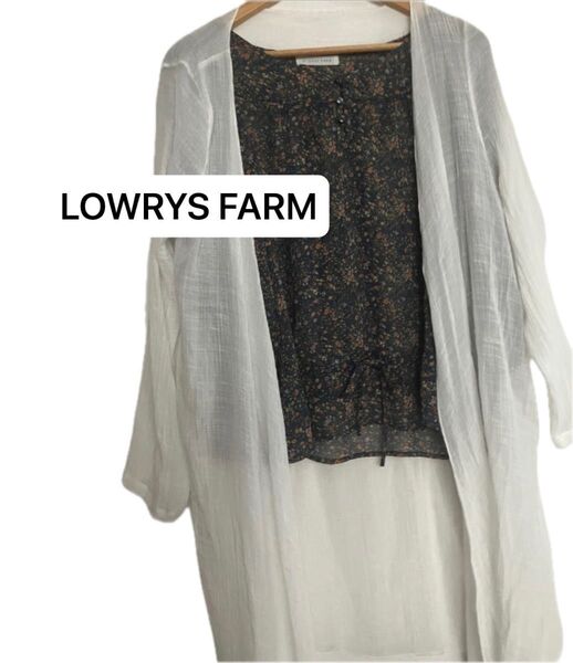 ローリーズファーム 花柄チュニック Mサイズ 5分袖 ドローストリング フラワー LOWRYS FARM 薄手 トップス コーデ