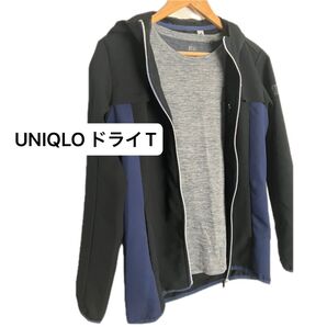UNIQLO ユニクロ Mサイズ グレー ドライEX半袖クルーネックT 半袖 スポーツ 夏 サマー 速乾 エチケット トップス