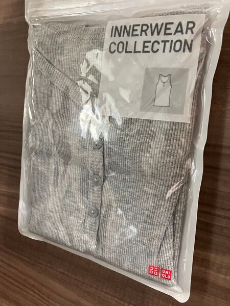 新品 ユニクロ リブタンクトップ Sサイズ UNIQLO インナー 綿 レーヨン トップス 夏 ライトグレー レディース