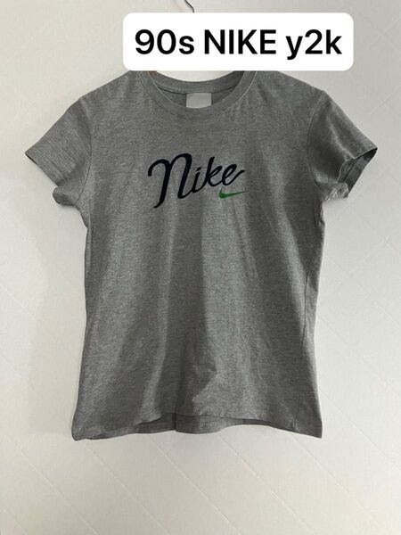 old nike y2k 半袖T 筆記体 古着 90s. ヴィンテージ 刺繍ロゴ レア ナイキ 1990 シャツ コレクション