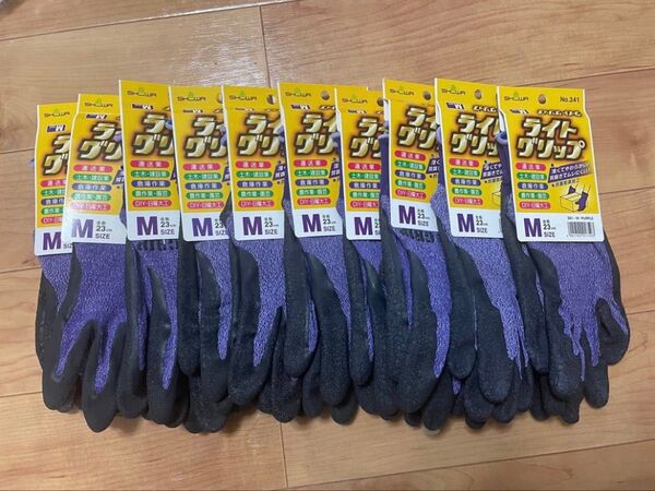 SHOWA ライトグリップ Mサイズ 10枚セット 作業手袋 軍手 ゴム手袋