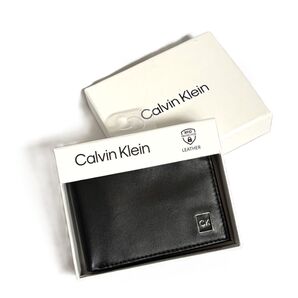 Calvin Klein ブラックレザー 二つ折り財布