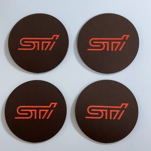 スバル STIドリンクホルダー コースター ホルダーマット 革製 高品質 4枚セット