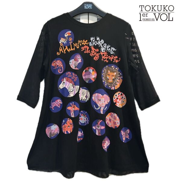 美品 ★ TOKUKO トクコ プルミエヴォル ブラウス チュニック Aライン シースルー シフォン メッシュ シアー チュール