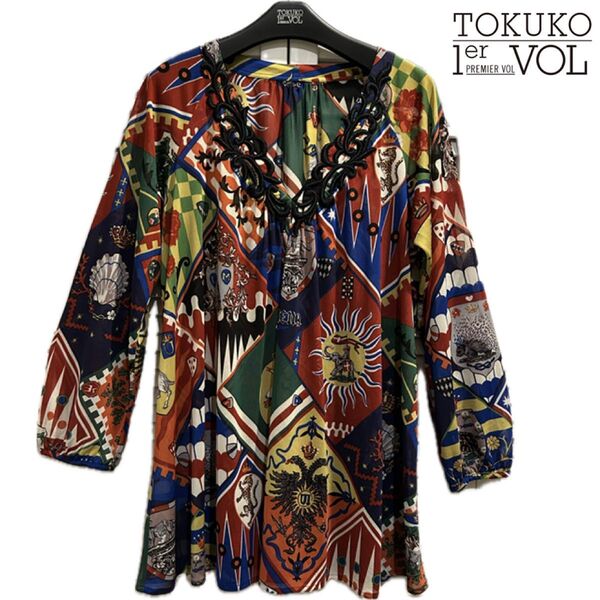 美品 ★ TOKUKO トクコ プルミエヴォル ブラウス チュニック Aライン トップス シアー チュール シフォン ゴージャス