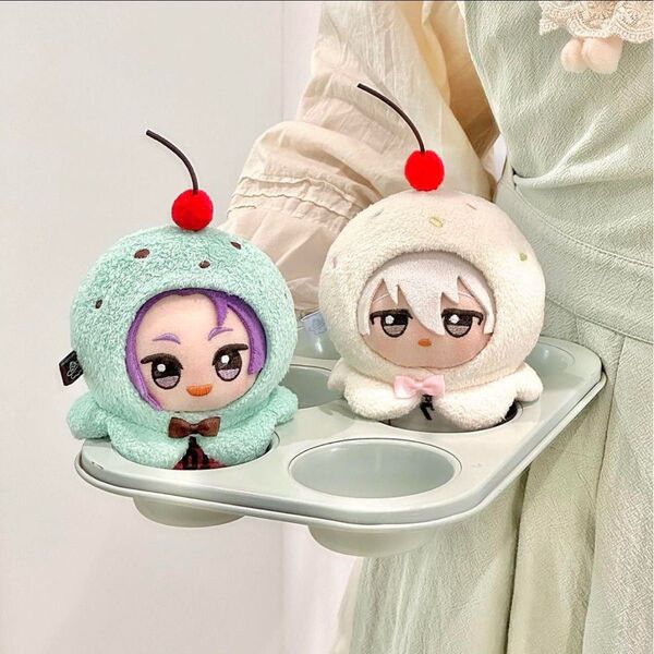 【2個セット】バニラ&チョコミント ぬいポンチョ 推しぬい ぬい服 10-12cm用 アイスクリーム ぬい撮 推し活 ぬい活